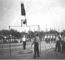 Cvi�en� na hrazd� v roce 1960